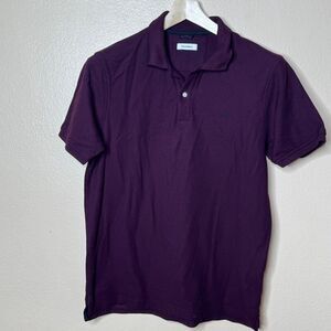 Pedro del Hierro Shirt Mens Medium Purple Polo Short Sleeve Textured Stretchy